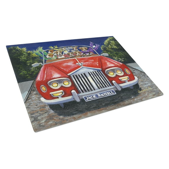 Jack Russell Evening Cruise Glass Cutting Board Large