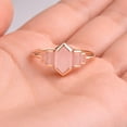 thumbnail image 3 of Hexagon & Baguette Cut Rose Quartz Engagement Ring, Half Bezel Set Five Gemstone Ring, Promise Ring, Handmade Jewelry, Pink Gemstone Ring,, 3 of 5