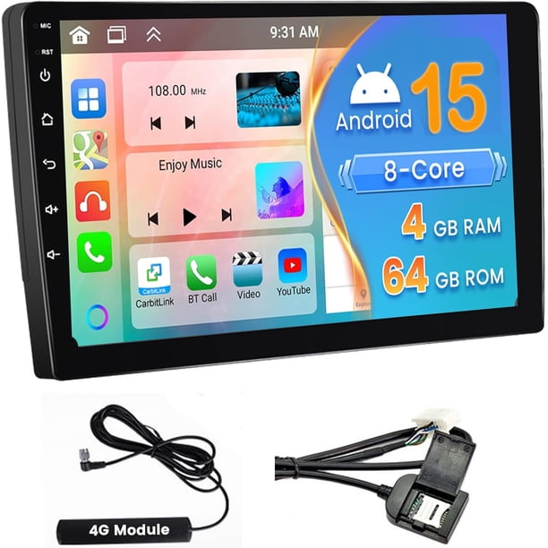 téreo de coche Android 13 de 4 + 64 GB con radio Android inalámbrico Carplay Android Auto, 8 núcleos coatible con tarjeta SIM, WiFi, GPS de 9 pulgadas Bluetooth 5.0 AM/FM/RDS micrófono de