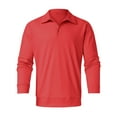 thumbnail image 4 of B91xZ Men's Long Sleeve Polo Shirt Solid Color Tops (Red,XXXL), 4 of 4