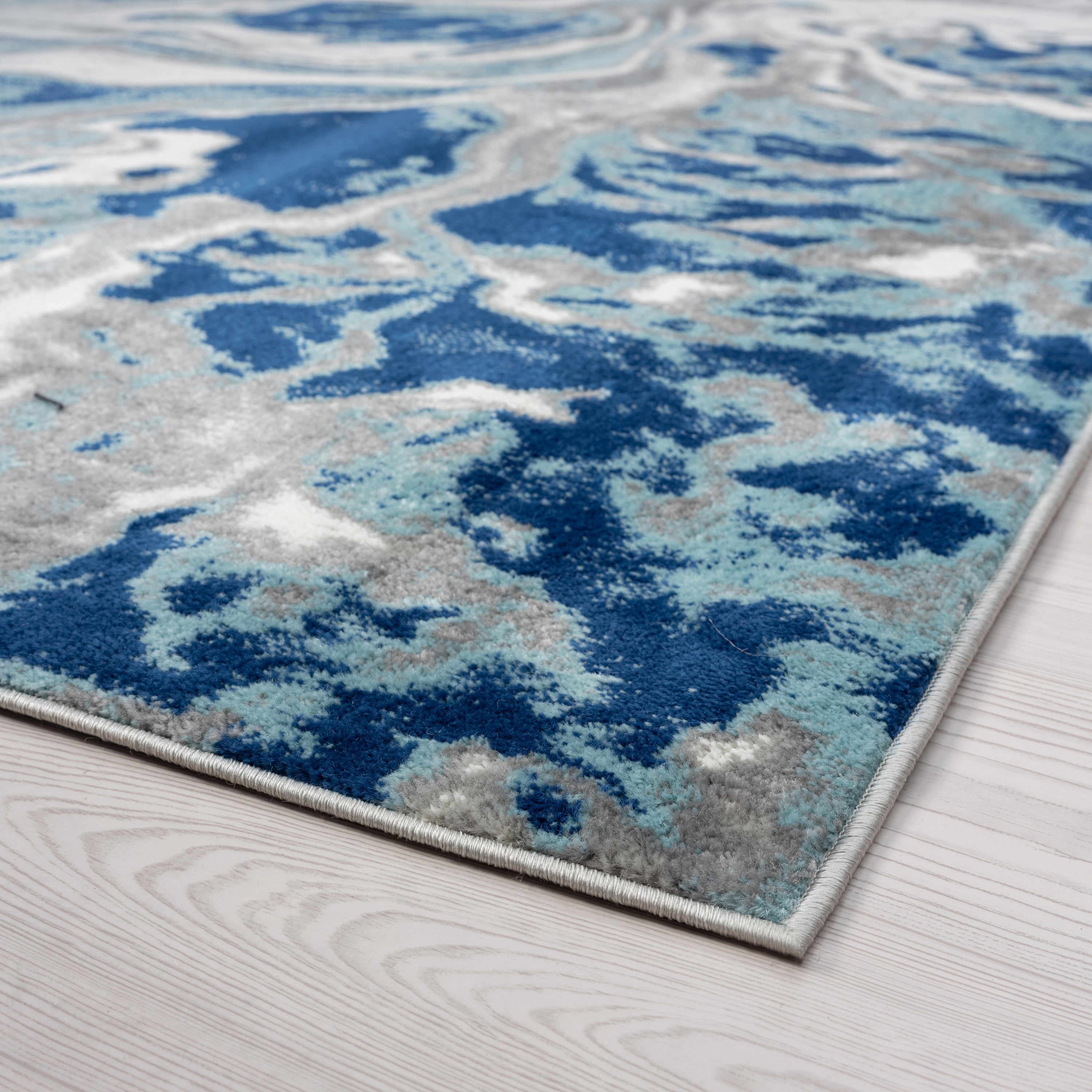 Bliss Rugs Modern Contemporary Abstract Area Rug, Indoor Rugs for Living Room, Dining Room, Bedroom | Blue/Gray, 5' x 8' (5'3''x7'3'')
