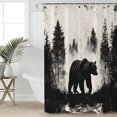 thumbnail image 5 of Brown Bear Forest Silhouette Shower Curtain, 36" x 72", Vintage Animal Tree Waterproof Bathroom Curtain Washable Shower Curtain Set with 12 Hooks, 5 of 6