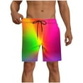 thumbnail image 6 of Mens Swim Trunks with Compression Liner Fashion Print Shorts Elastic Waist Drawstring Beach Shorts, 6 of 7