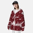 thumbnail image 5 of Goofa Christmas Tree Buffalo Plaid Printed Women's UPF 50+ Sun Protection Hoodie Jacket Lightweight Long Sleeve Sun Shirt for Women with Pocket Hiking Outdoor-Large, 5 of 9