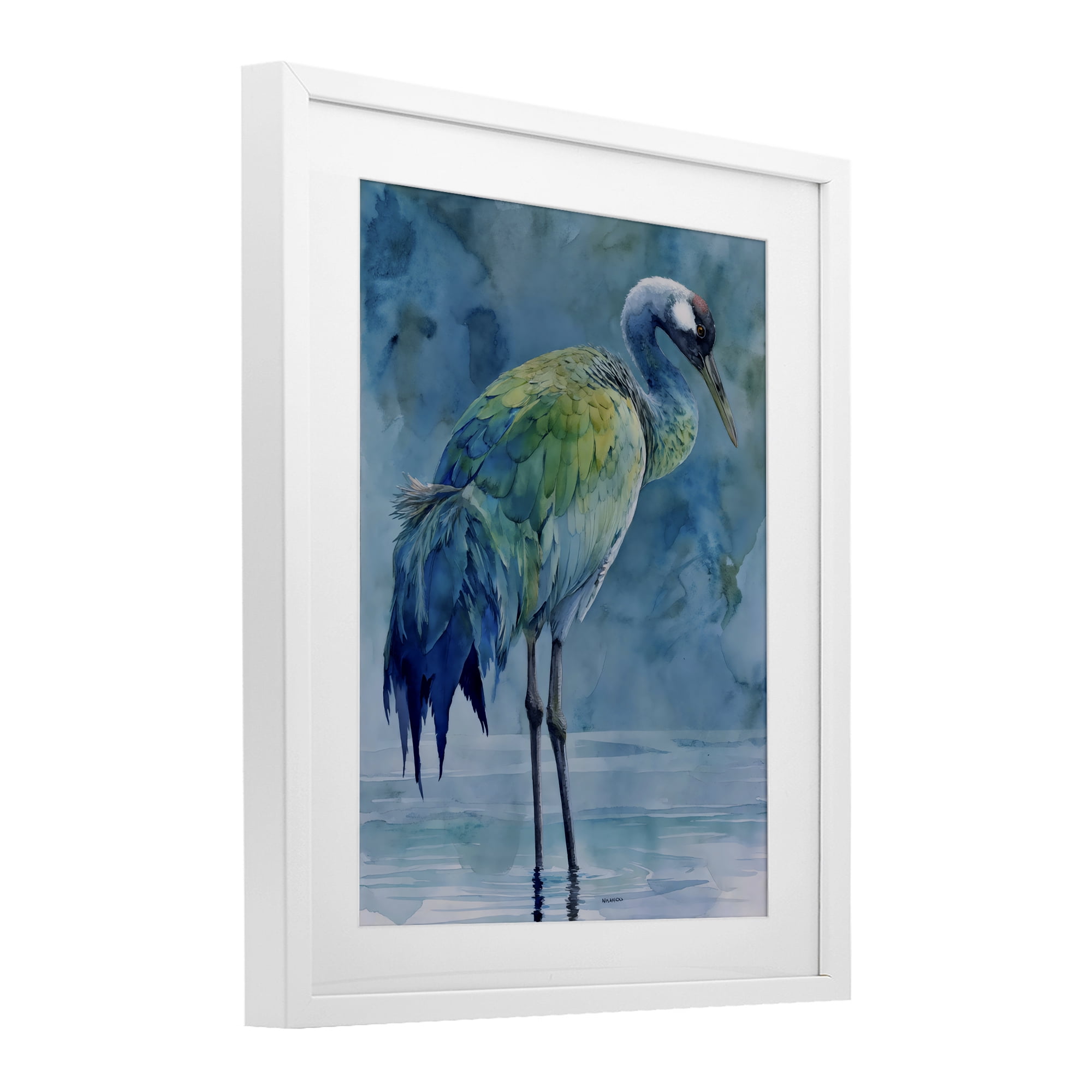 Stupell Industries Turquoise Feathered Coastal Bird White Framed Print Under Glass, design by Franklyn Gregory