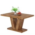 thumbnail image 2 of Fnova 47.24" Rectangular Farmhouse Dining Table, Wood Coffee Table for 4 People, Modern Kitchen Table for Dining Room, Brown (Chairs Not Included), 2 of 10