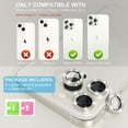 thumbnail image 3 of [3+1] for iPhone 13 Pro/iPhone 13 Pro Max Camera Lens Protector Bling, 9H Tempered Glass Camera Cover Screen Protector Metal Ring Decoration Accessories (Diamond-Silver), 3 of 5