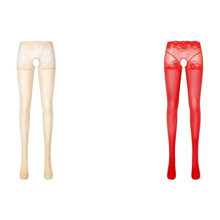 2-Pack Womens Oil Glossy Crotchless Pantyhose Stockings Stretchy Tights Sports Lingerie for Women Large Lingerie Women plus Size with Zipper Short Sleeve Christmas Pajamas for Couples plus