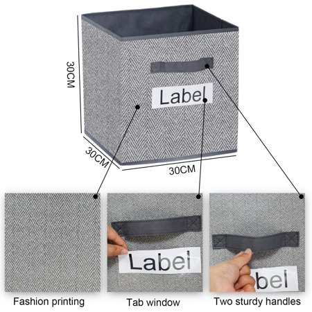Cube Storage Bins 12x12, Foldable Fabric Closet Storage Bin Organizer  Baskets Box with Labels and Durable Handles for Shelf,Nursery and  Office,Set of ...