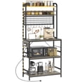 thumbnail image 1 of CoSoTower Kitchen Baker's Rack with Power Outlet and LED Light, 5-Tier Coffee Bar Station with 10 Hooks, Grey, 1 of 7