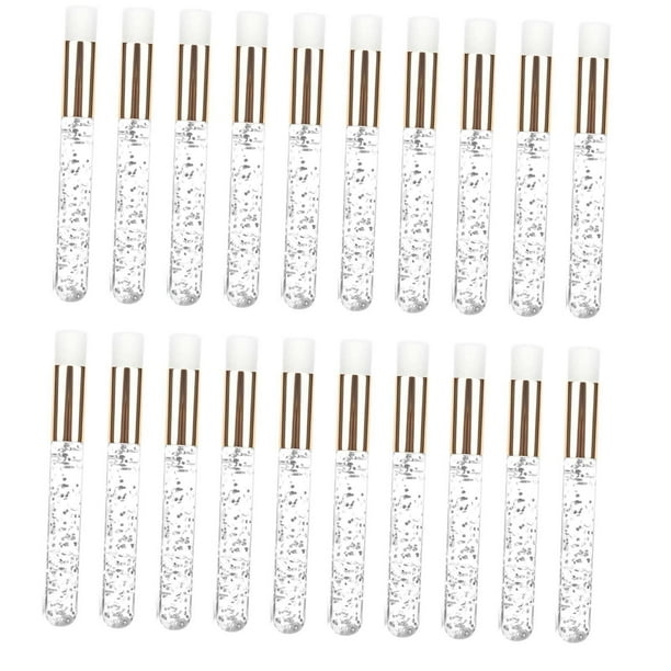 Qarigey 20 Pieces Lash Shampoo Brushes Cosmetic Off Remover Peel Lash Tool Pinceles de maquillaje y herramientas Oro plateado
