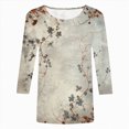 thumbnail image 4 of Towmus Womens 3/4 Length Sleeve Cotton Tops Casual Floral Print Round Neck Summer Tops Loose Fit Elastic and Lightweight Blouse for Women, 4 of 4