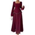 thumbnail image 3 of Elegant Long Sleeve Square Neck Maxi Dress for Fall Wedding and Formal Events Chestnut Red S, 3 of 10