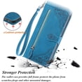 thumbnail image 5 of for Galaxy S21 5G Phone Case Wallet,S21 5G Wallet Case for Women,Emboss PU Leather Protective Cover Magnetic Wrist Strap Zipper Card Holder Flip Phone Case for Samsung Galaxy S21 5G (Blue), 5 of 7