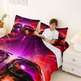 thumbnail image 3 of Castle Fairy Neon Twin Race Car Full Size Sheets 4-Piece for Boys, Tunnel Light Track Bed Sheets for Bedroom, Red Purple, 3 of 6