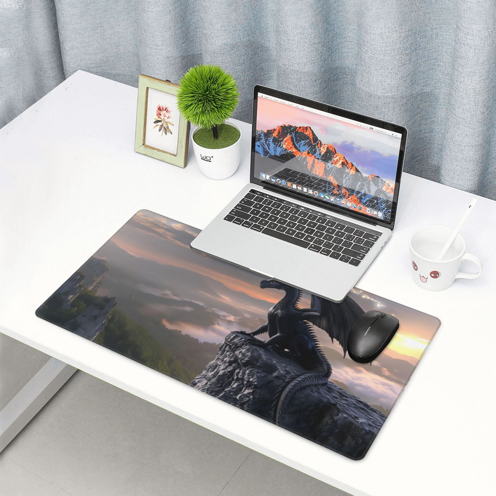 Kdxio Black Dragon Cliff Dawn Print Large Gaming Mouse Pad,Non-Slip Base,Water Resist Keyboard Pad for Gamer,Office & Home,29.5 x 15.8 in