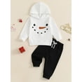 thumbnail image 3 of Toddler Baby Boys Christmas Clothing Sets 6 12 18 24 Months 2T 3T Snowman Print Long Sleeve Hooded Sweatshirt Drawstring Long Pants Outfits, 3 of 9