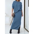 thumbnail image 3 of Outfit PRETTYGARDEN - Jersey y maxi falda para mujer, talla XL, color gris y azul, 3 of 9
