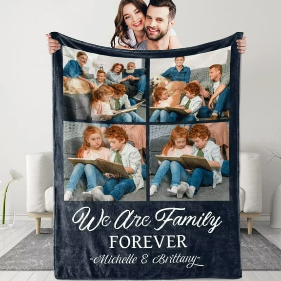 AISENIN Custom Blankets with Photos Customized Photoss Collage Blanket Personalized Pictures Throw Blanket for Family Memory Birthday Fathers Day