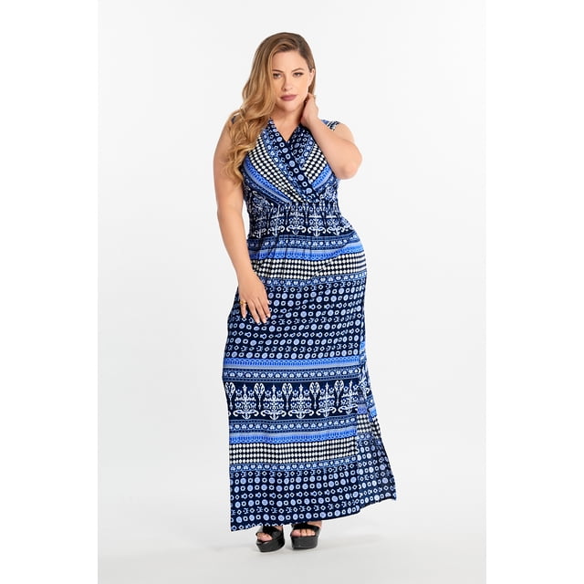 Vestido Largo Playero Dama Azul Tallas Extras Mundo Terra 026201