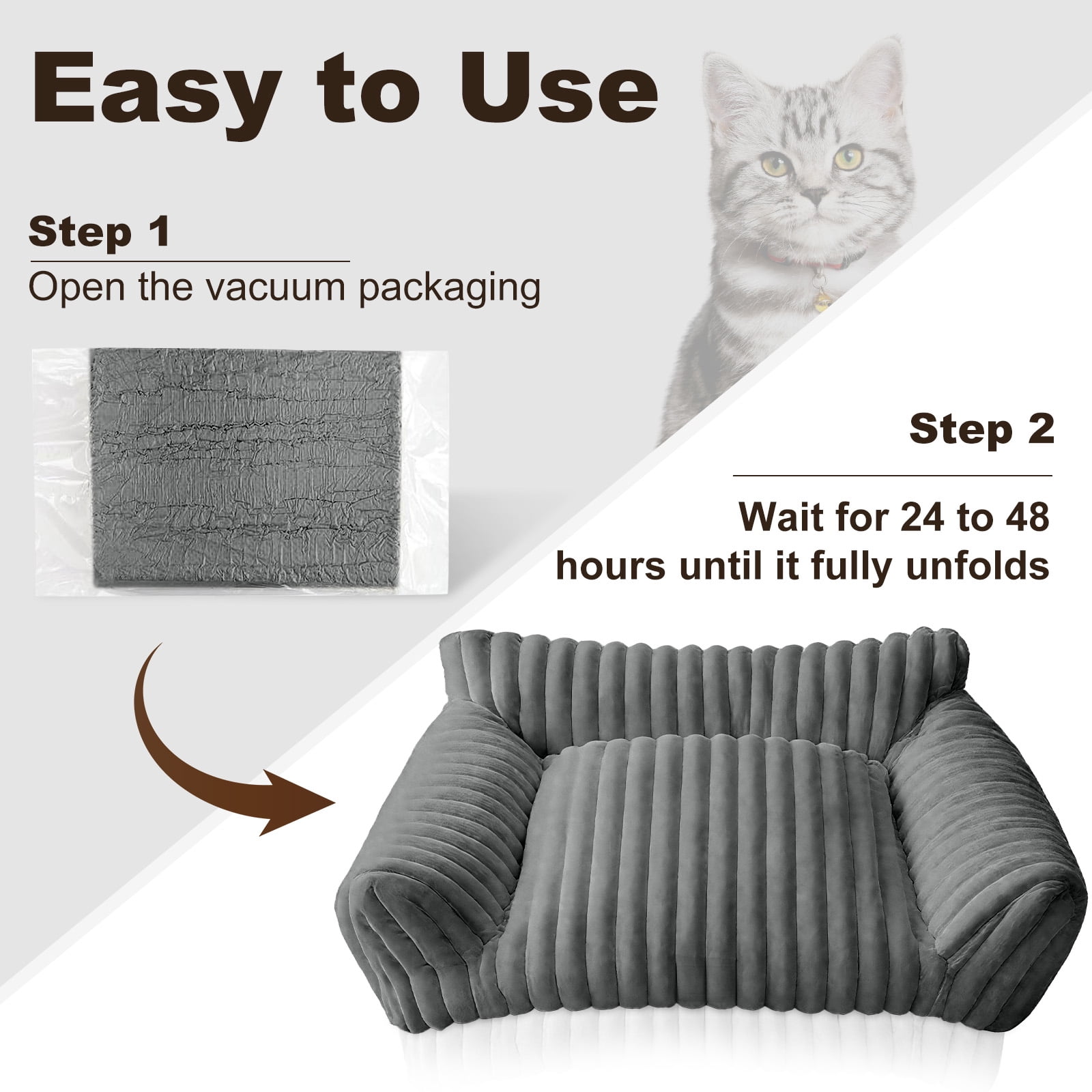 Sanmadrola Cute Cat Bed for Indoor Cats, Couch Bed with Removable Washable,Premium Soft Corduroy Fleece Pet Bed for Small Dog & Cat,Dark Gray