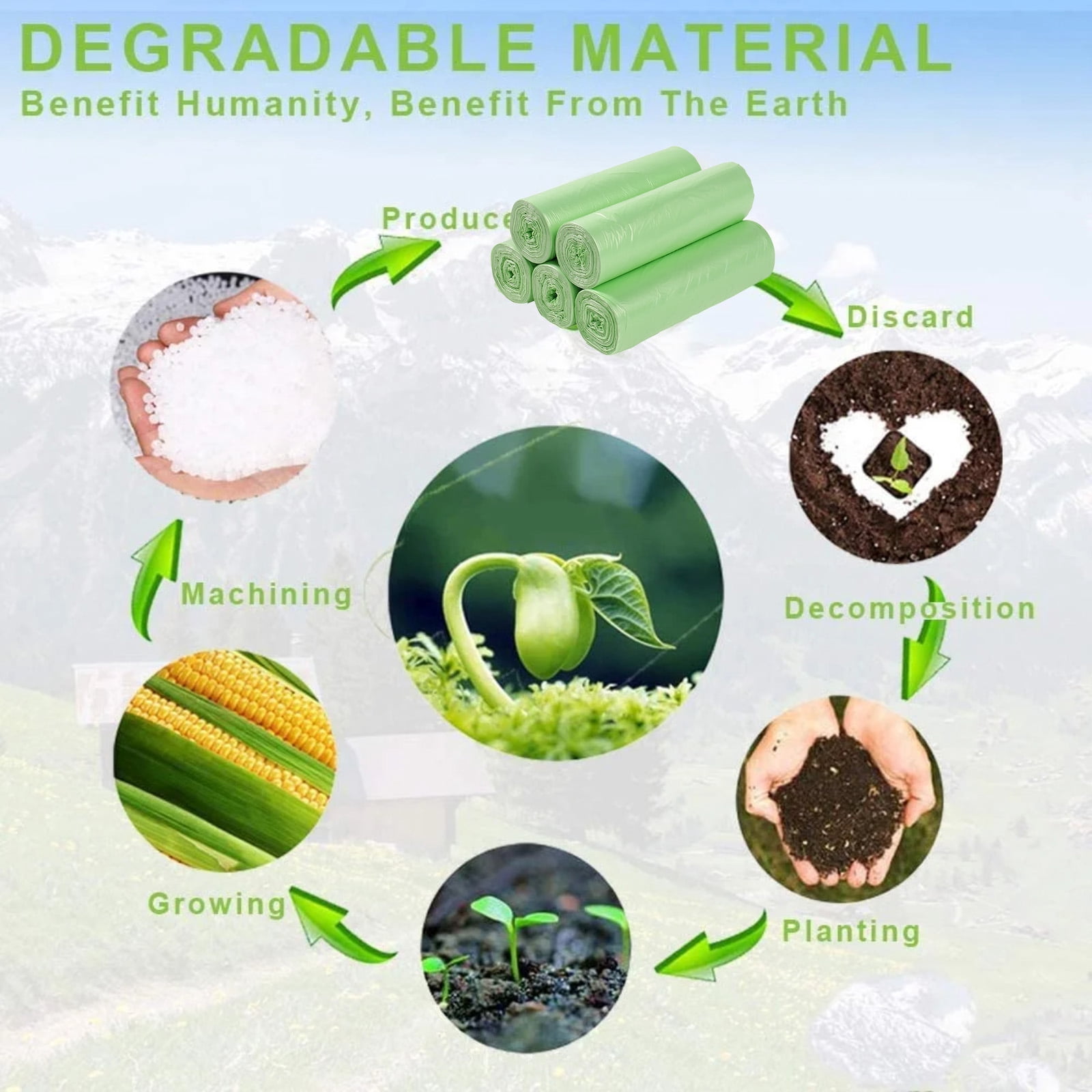 YWIYIUD 200 Counts 8 Gallon 50x60Cm Biodegradable TrashBags Bathroom TrashBags Unscented Garbage Bags Strong LeakProof Compostable TrashLiners for Bedroom Kitchen HomeOffice