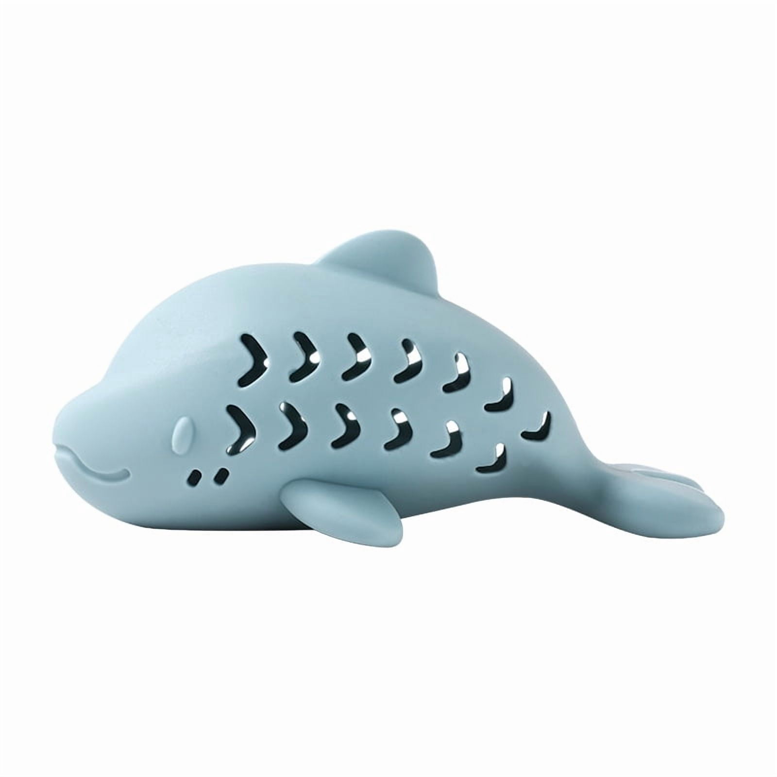 Cat Food Dispensing Durable Chew Toy Silicone Cute Fish Pet Toy Self-Entertainment Teasing Cat Teething Toy, 3 Gray