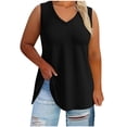 thumbnail image 4 of BLVB Womens Plus Size Tank Tops Summer Sleeveless V Neck T Shirts Casual Loose Fit Side Slit Basic Tees Tunic Tops, 4 of 6