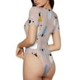 thumbnail image 3 of The Xecao Cute Hand Drawn Bear Women's Crew Neck Body Suit, a short-sleeved bodysuit and basic swimsuit, both comfort and style for dating and daily life, 3 of 9