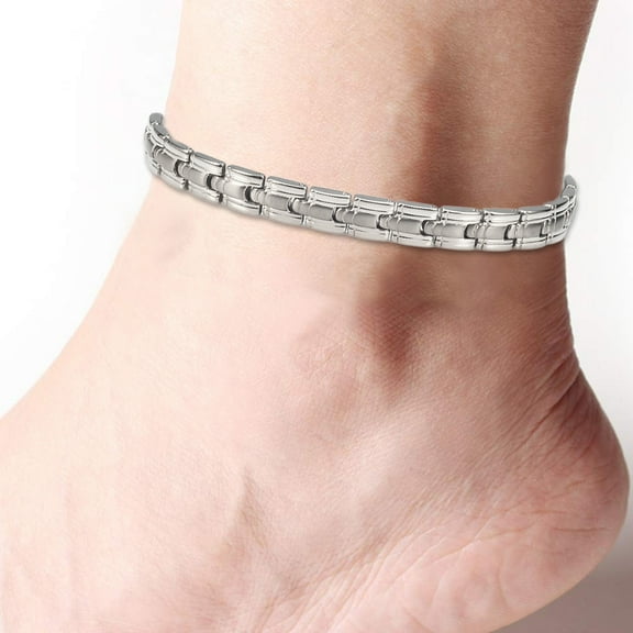 Solid Stainless Steel Magnetic Anklets for Women Ladies,(9.44inches) 24cm, Lightweight,  Jewelry Gifts for Mom&Wife, Width:5mm(0.31''),SAC-0009