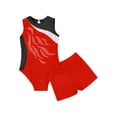 thumbnail image 5 of iiniim Loloda Kids Girls Sleeveless Shiny Diamond 2Pcs Gymnastics Leotard with Shorts Dancewear 6-16 Red 6, 5 of 7
