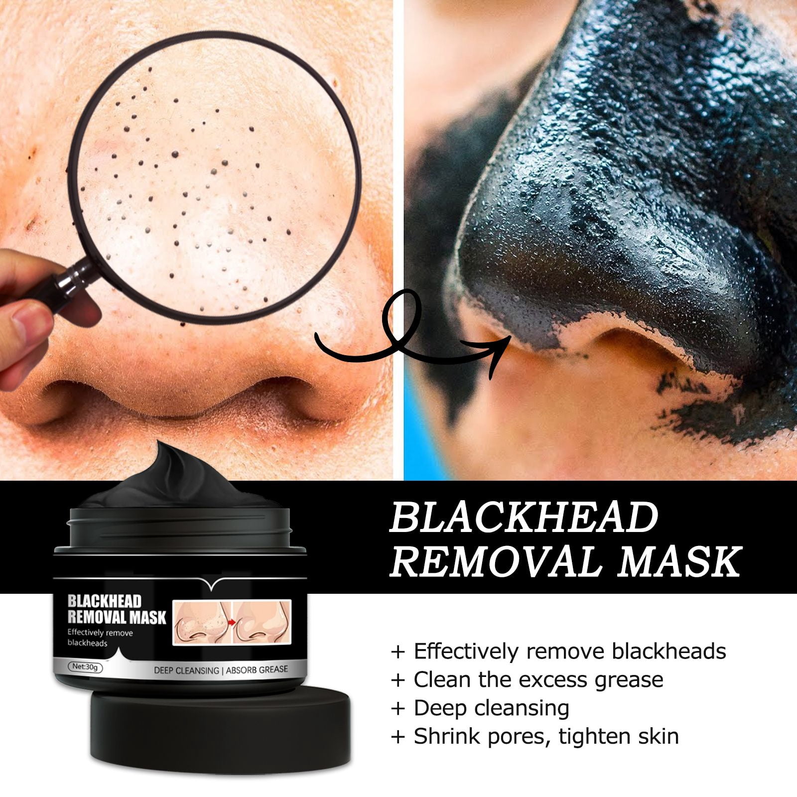 Alvantor Blackhead Remover Mask, Charcoal Peel off, Pore Minimizer, 1.05oz