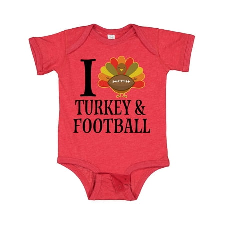 

Inktastic Thanksgiving Day I Love Turkey and Football Gift Baby Boy or Baby Girl Bodysuit