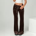 thumbnail image 6 of KDDYLITQ Velvet Pants for Women Velour Drawstring Trousers High Waisted Flare Wide Leg Joggers Thermal Fashion Jeans with Pocket Coffee XL, 6 of 8