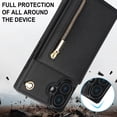 thumbnail image 2 of Dteck for iPhone 16 Plus Case, Shockproof Magnetic Protective Zipper Pocket Purse Handbag Shoulder Strap Stylish Protective Cover, Black, 2 of 8