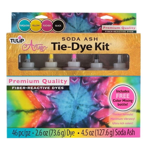 Tulip Artisan Soda Ash 4-Color Tie-Dye Kit - Professional Vibrant Fiber Reactive Dye Set for Artist-Quality Results