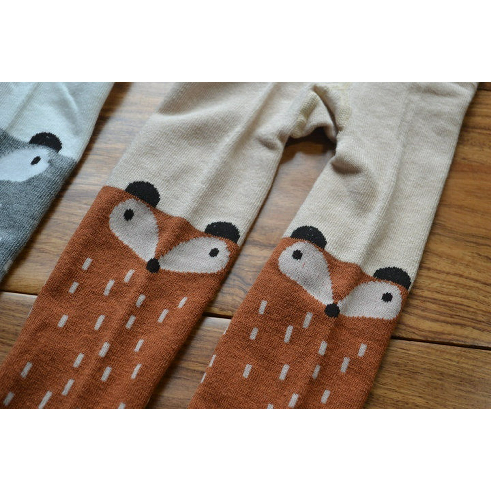 Honganda Cute Baby Kids Girls Cotton Fox Tights Socks Stockings Pants Hosiery Pantyhose Brown