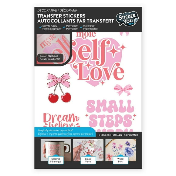 StickerYou Autocollants par transfert citations 6.25" x 10" / 3 flles / 45 mcx