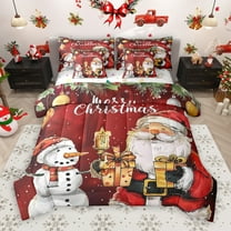 Manfei Christmas Santa Claus 7-Piece Twin Bedding Sets,Cartoon Snowman Bedding Comforter Set,Red White Sheet Sets For Girl Boy,Super Cozy Room Decor Reversible