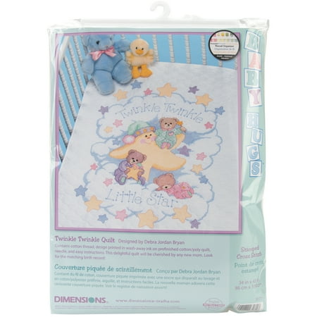 Bear Quilt Stamped Cross Stitch - Twinkle Twinkle Quilt Stamped Cross-Stitch Kit, 34