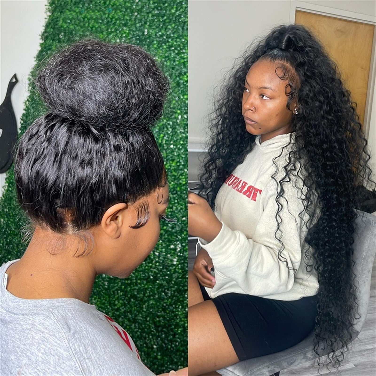 Curly 360 Lace Front Human Hair Wigs 16-34" Transparent Lace Frontal Wigs Glueless Deep Wave Lace Wig with Baby Hair Brazilian Remy Hair Wigs