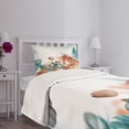 thumbnail image 3 of Ambesonne Exotic Quilted Bedspread Set 2 Pcs, Orchids Blossoms Floral, Twin Size, Orange and Teal, 3 of 5