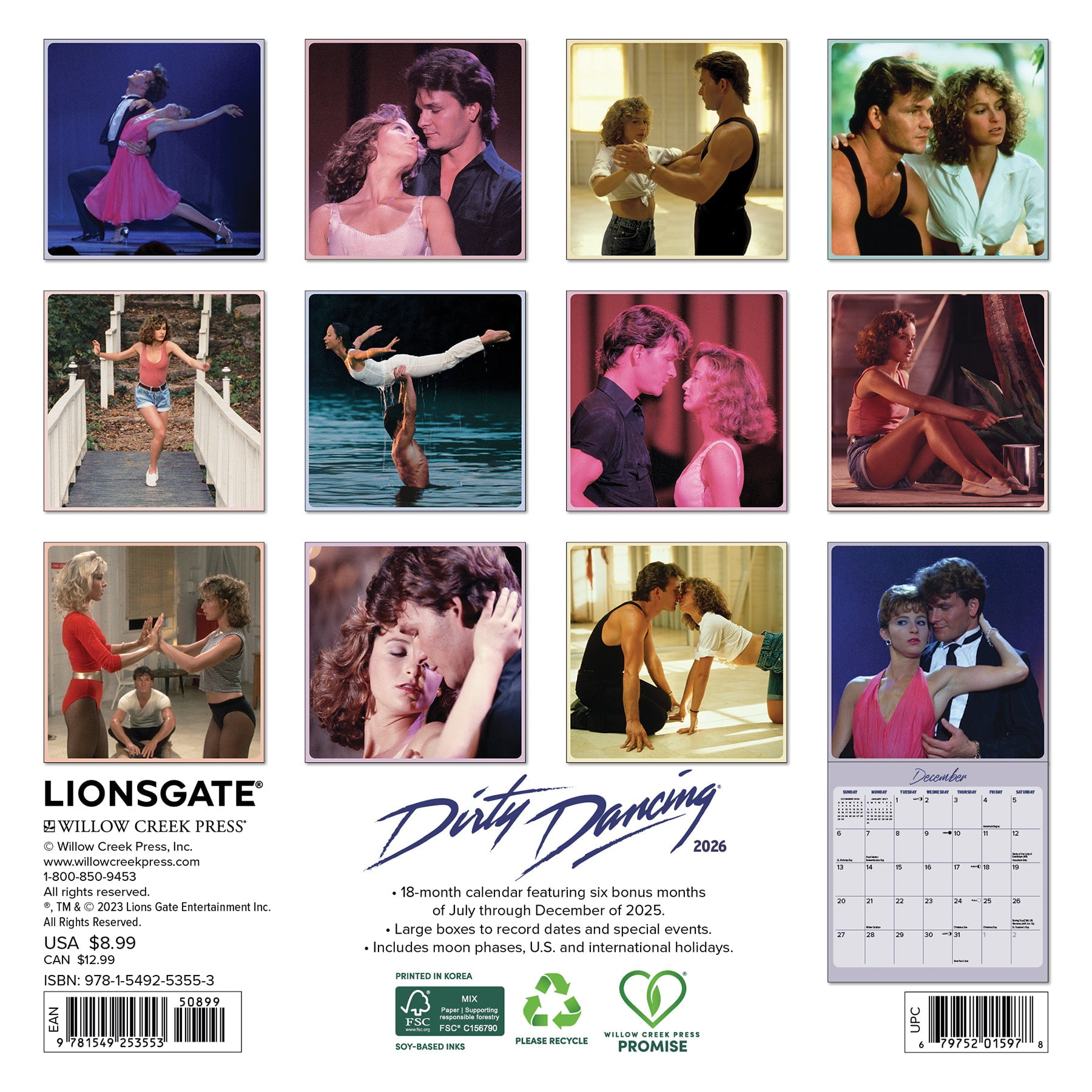 Dirty Dancing 2026 Mini Wall Calendar, (Paperback)