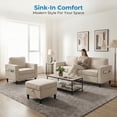 thumbnail image 5 of Mjkone 2 Pieces Living Room Furniture Sets,Linen Sectional Sofas and Couches Set with Storage Ottoman for Living Room, 3-Seater + Accent Chair + Ottoman,Beige, 5 of 9