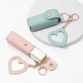 thumbnail image 4 of Portable Lipstick Holder Key Chain,PU Lipstick Bag Keychain with Heart Pendant Travel Makeup Storage Case Gift for Women Girls, 4 of 7