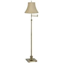 360 Lighting Traditional Floor Lamp Swing Arm 70" Tall Antique Brass Imperial Taupe Fabric Bell Shade for Living Room Reading Bedroom