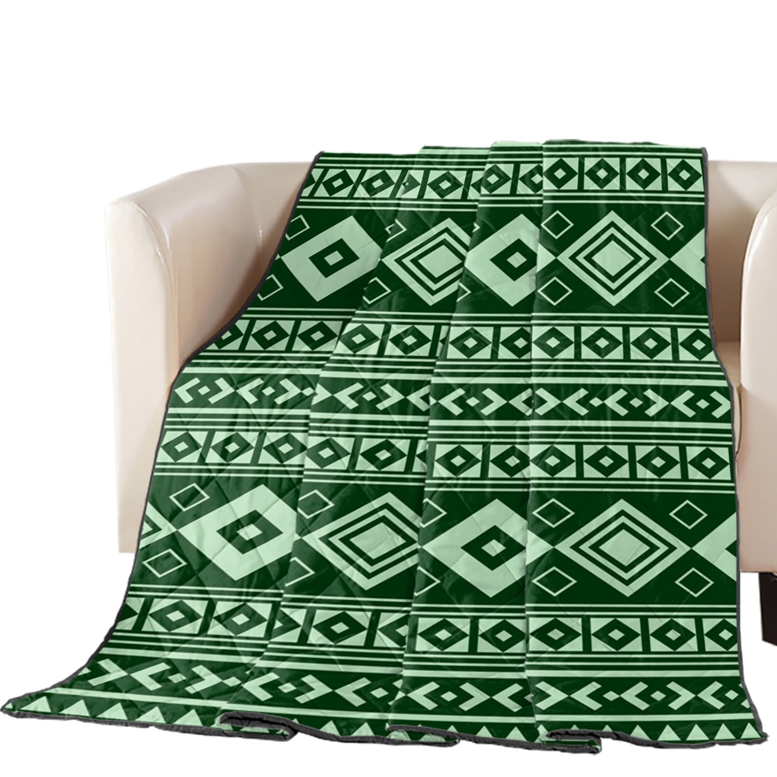Hunter Green Boho Quilted Comforters Cooling Blanket Full Size Moroccan Geometric Striped Folk Modern Farm Moss Cold Comfort for Hot Sleepers Lightweight Air Conditioning Quilt Blanket for Bed