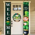 thumbnail image 6 of XEOVHV St Patricks Day Porch Sign Green Welcome Door Banners, Garage Banner, Hanging St Patricks Day Decorations Outdoor Indoor Decor Wall Front Door Yard Signs, 6 of 7