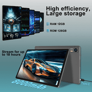 Android 14 Tablet, 10 Inch HD IPS Display, 12GB RAM, 128GB ROM, 1TB Expand, Octa-Core, 8000mAh Battery, 5G WiFi