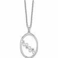 thumbnail image 3 of Sterling Silver Rh Plated White Ice .03Ct. Diamond Oval Necklace (20 X 16) Made In India -Jewelry By Sweet Pea, 3 of 10